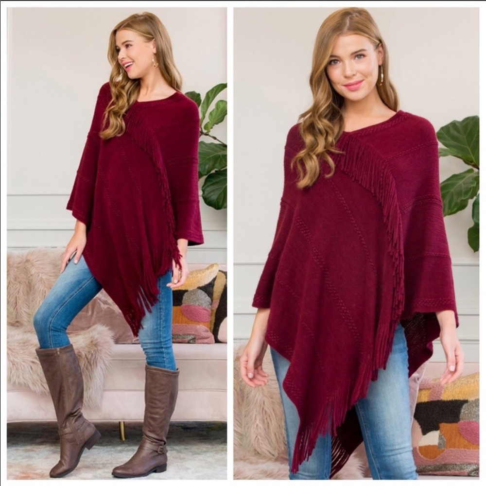 Burgundy poncho